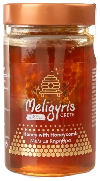 MELIGYRIS Řecký horský med "Surový s pláství", květový 450 g