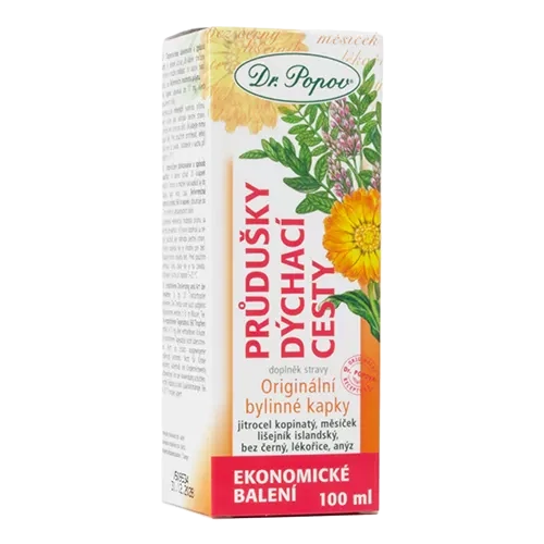 Dr. Popov Bylinné kapky Průdušky dýchací cesty 100 ml