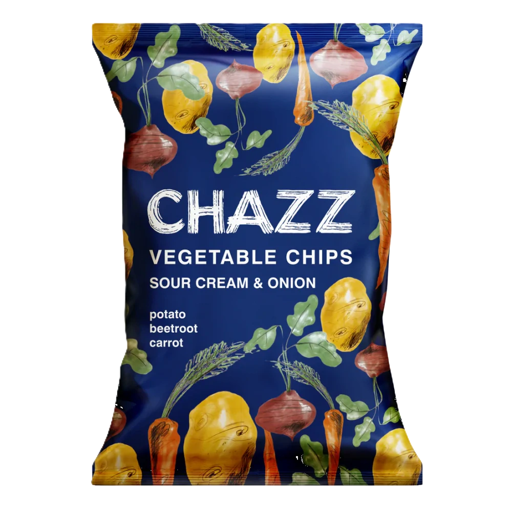 CHAZZ Zeleninové chipsy s příchutí zakysané smetany a cibule 75g