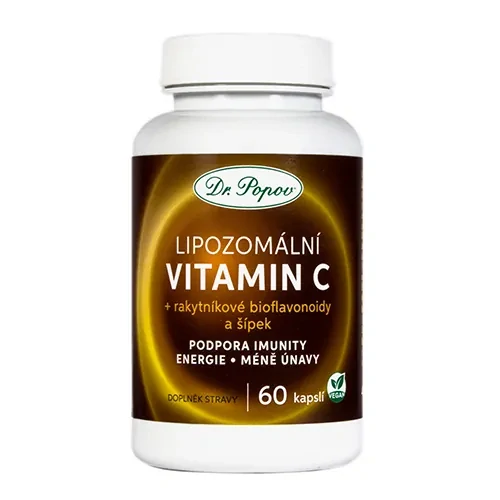 Dr. Popov Lipozomální vitamin C s rakytníkem a šípkem, 60 kapslí
