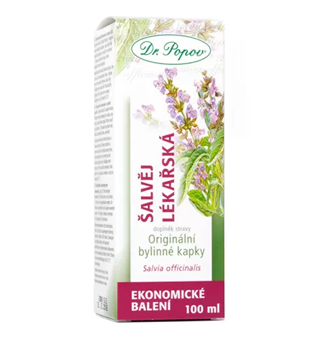 Dr. Popov Bylinné kapky Šalvěj lékařská 100 ml