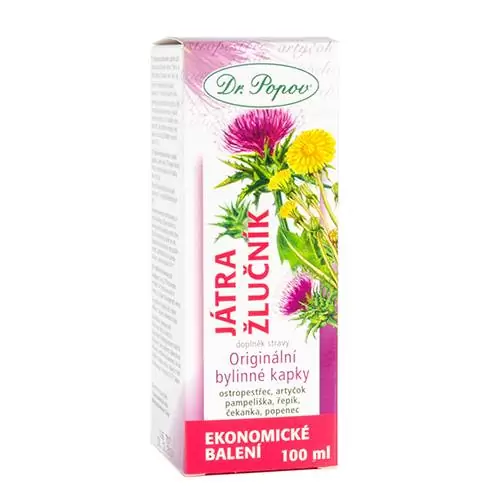 Dr. Popov Bylinné kapky Játra žlučník 100 ml