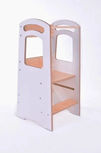 CZ Montessori rostoucí dětská učící věž 3v1 THOMAS White / Maple