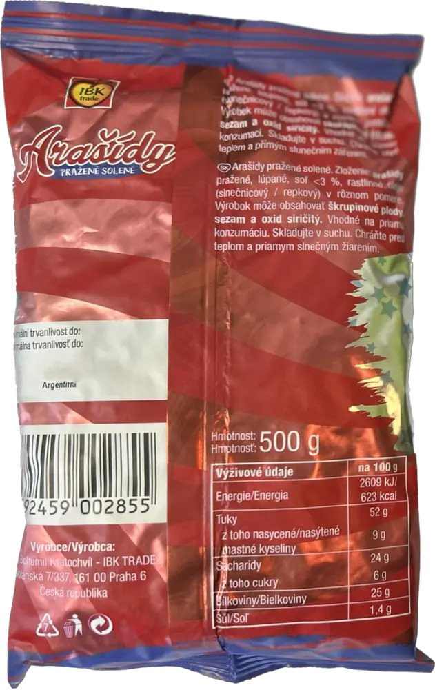 IBK Arašídy loupané pražené solené 500g 