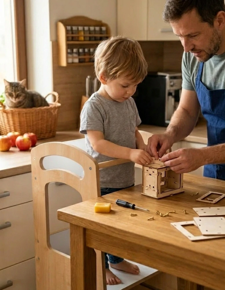 CZ Montessori rostoucí dětská učící věž 3v1 THOMAS White