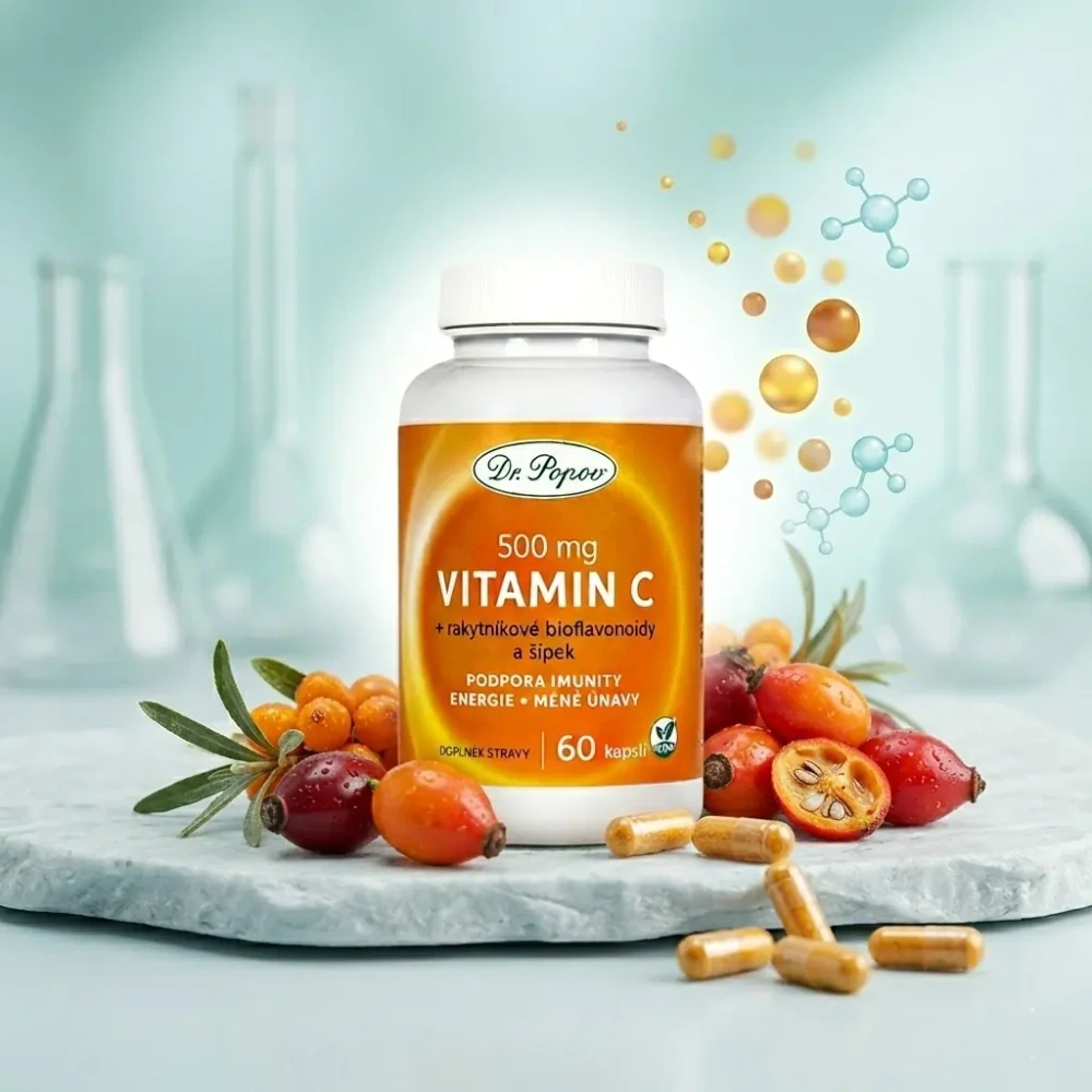 Dr. Popov Vitamin C s rakytníkem a šípkem, 60 kapslí
