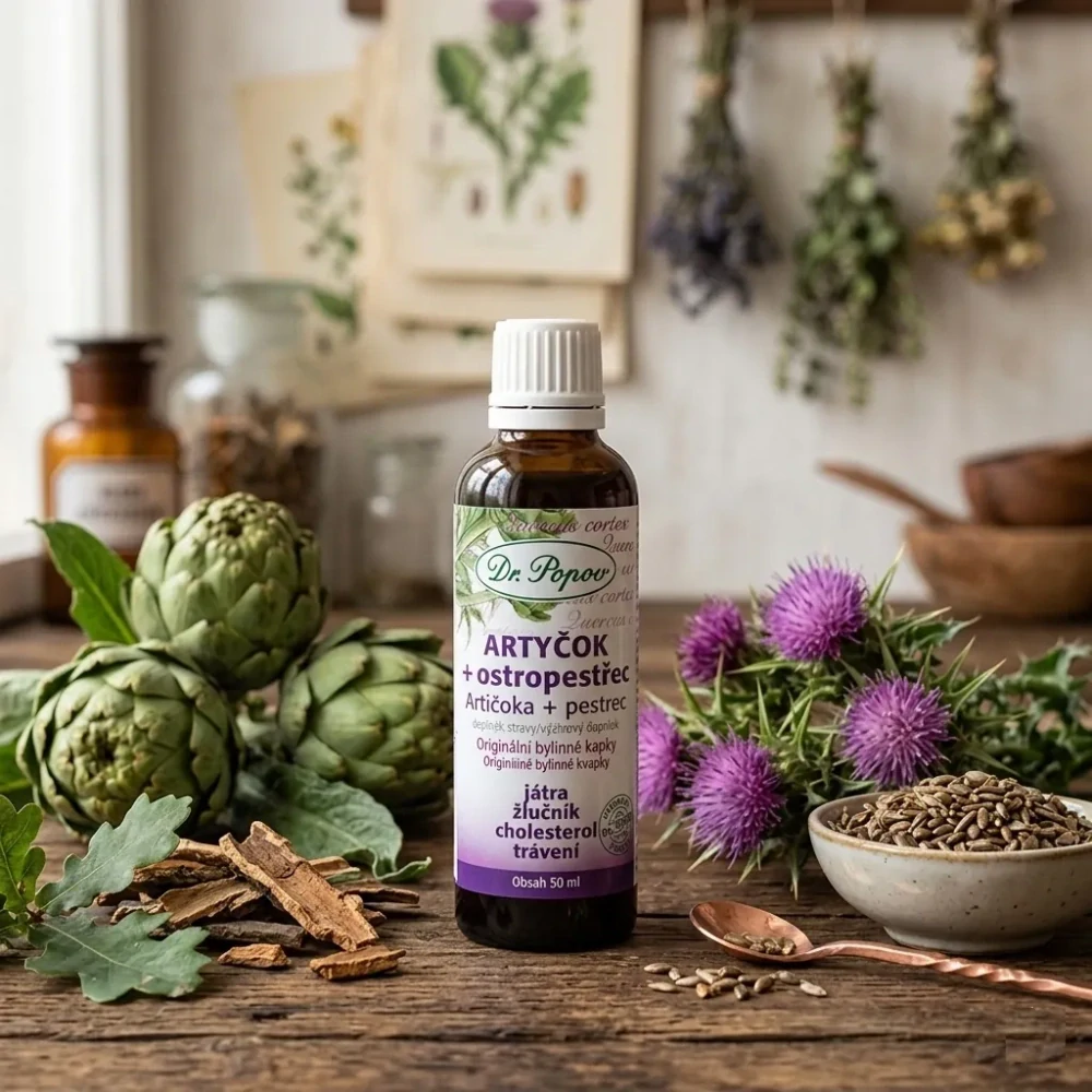 Dr. Popov Bylinné kapky Artyčok + ostropestřec 50ml