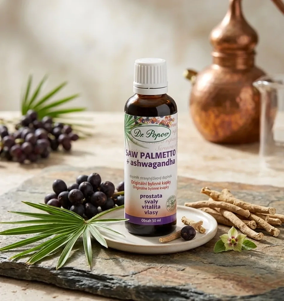 Dr. Popov Bylinné kapky Saw Palmetto + Ashwagandha 50ml