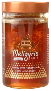 MELIGYRIS Řecký horský med "Surový s pláství", květový 450 g