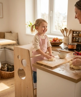 CZ Montessori rostoucí dětská učící věž 3v1 LINDA Maple / White 